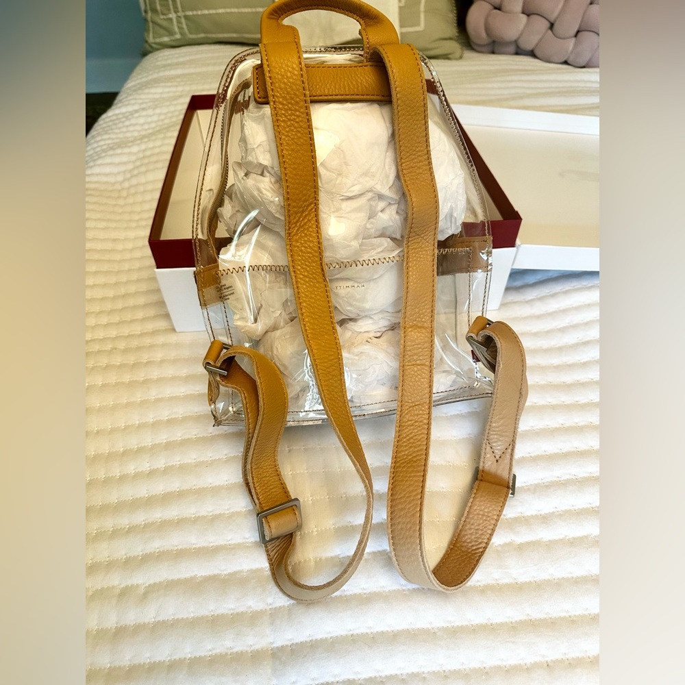HAMMITT NIB Clear Backpack with tan leather trim & silver grommets - Picture 7 of 13